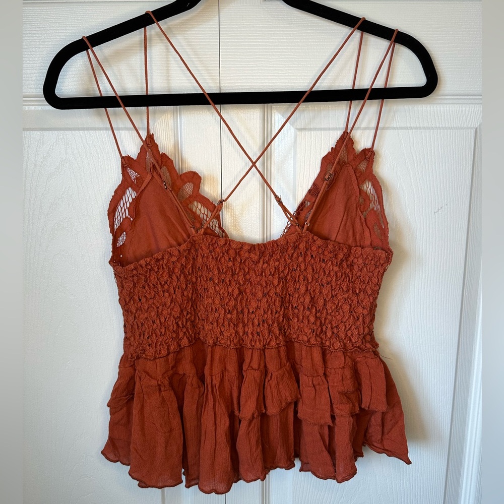 NWOT Free People Adella Cami Winding Roads Lace Top Burnt Orange Sz.L - Picture 4 of 4